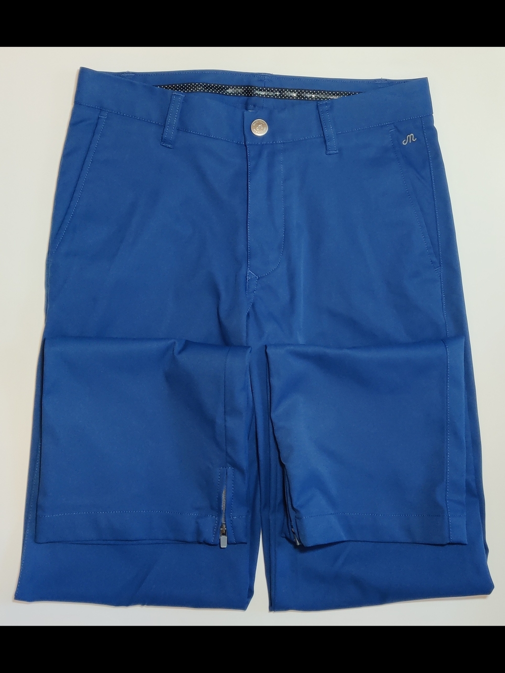 Bonobos Maide Mens Golf Pants 28x30 Royal Blue Performance Ankle Zip Trousers